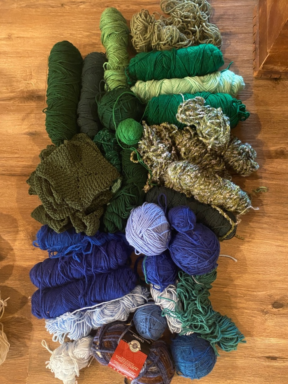 Yarn skeins for craft crochet knitting fiber art sewing blues geeens lot